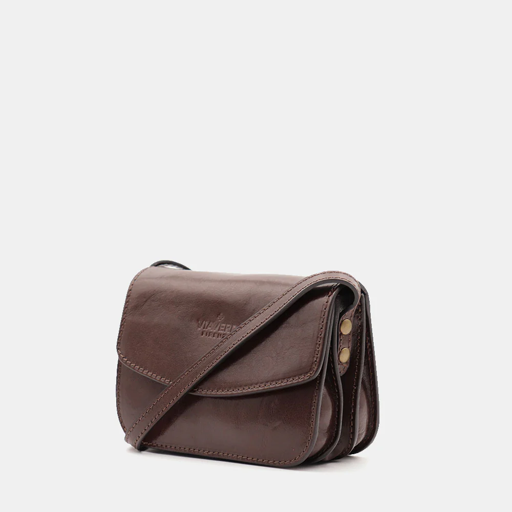 Borsa Piccola a Tracolla VIAVERDI in Pelle Marrone Made in Italy linea Firenze - Image 3