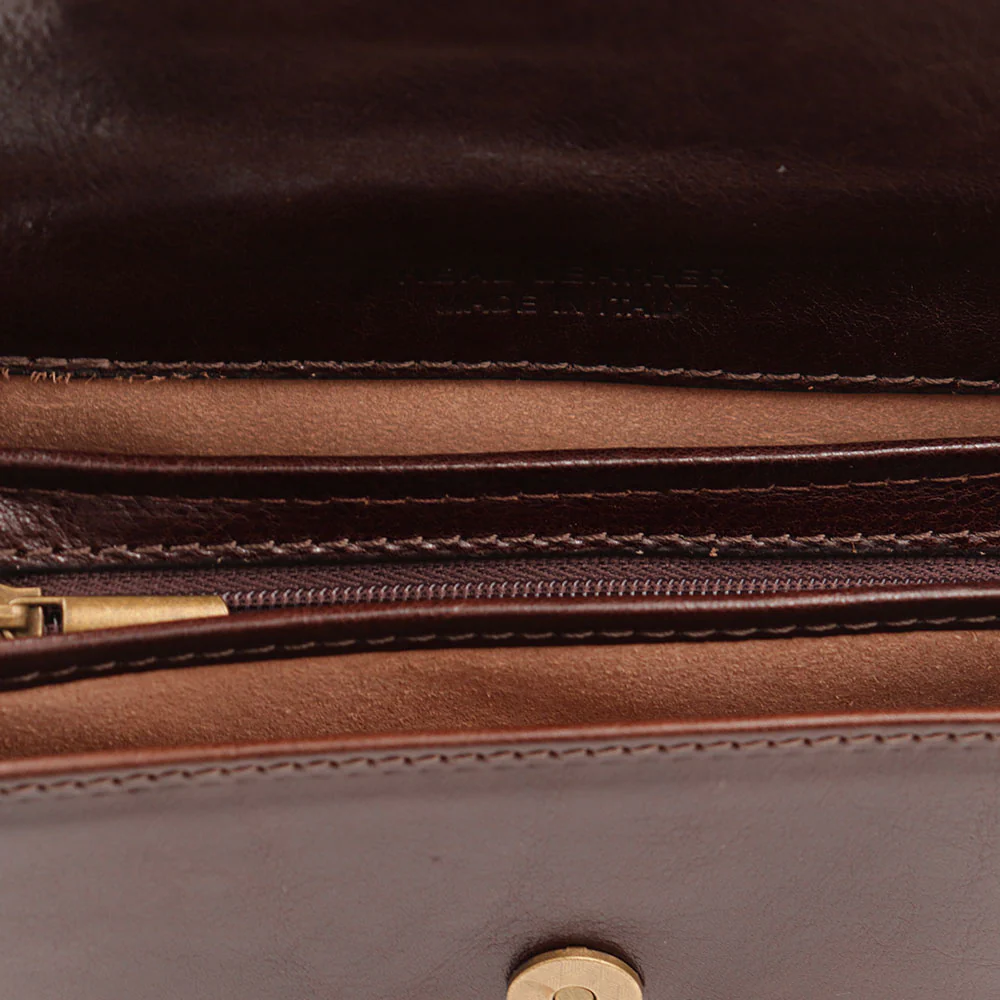Borsa Piccola a Tracolla VIAVERDI in Pelle Marrone Made in Italy linea Firenze - Image 8