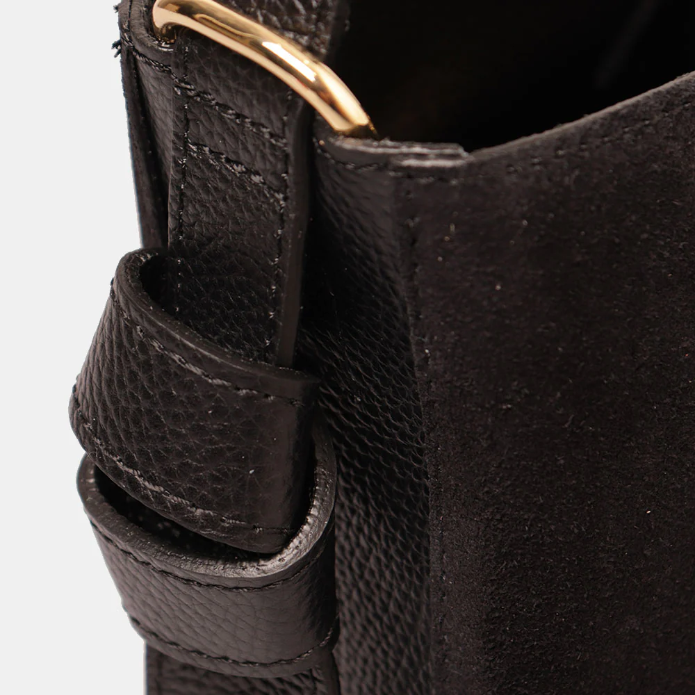 Borsa Secchiello con Pochette VIAVERDI in Camoscio e Pelle Nera Made in Italy linea Pienza - Image 10