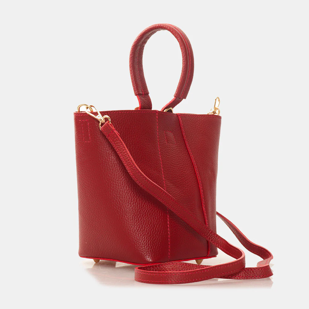 Borsa Secchiello con Pochette VIAVERDI in Pelle Bordeaux Made in Italy linea Pienza - Image 4