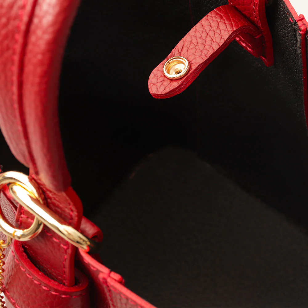 Borsa Secchiello con Pochette VIAVERDI in Pelle Bordeaux Made in Italy linea Pienza - Image 7