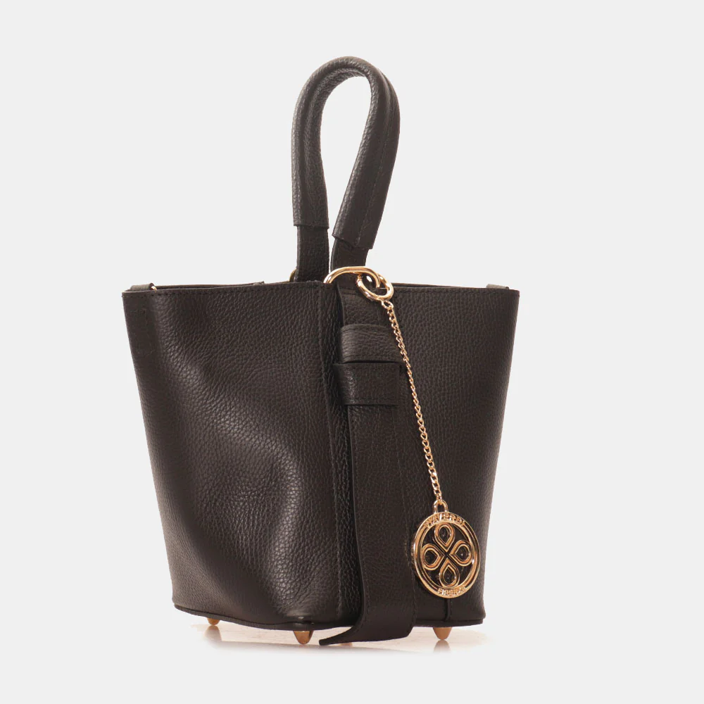 Borsa Secchiello con Pochette VIAVERDI in Pelle Nera Made in Italy linea Pienza - Image 5