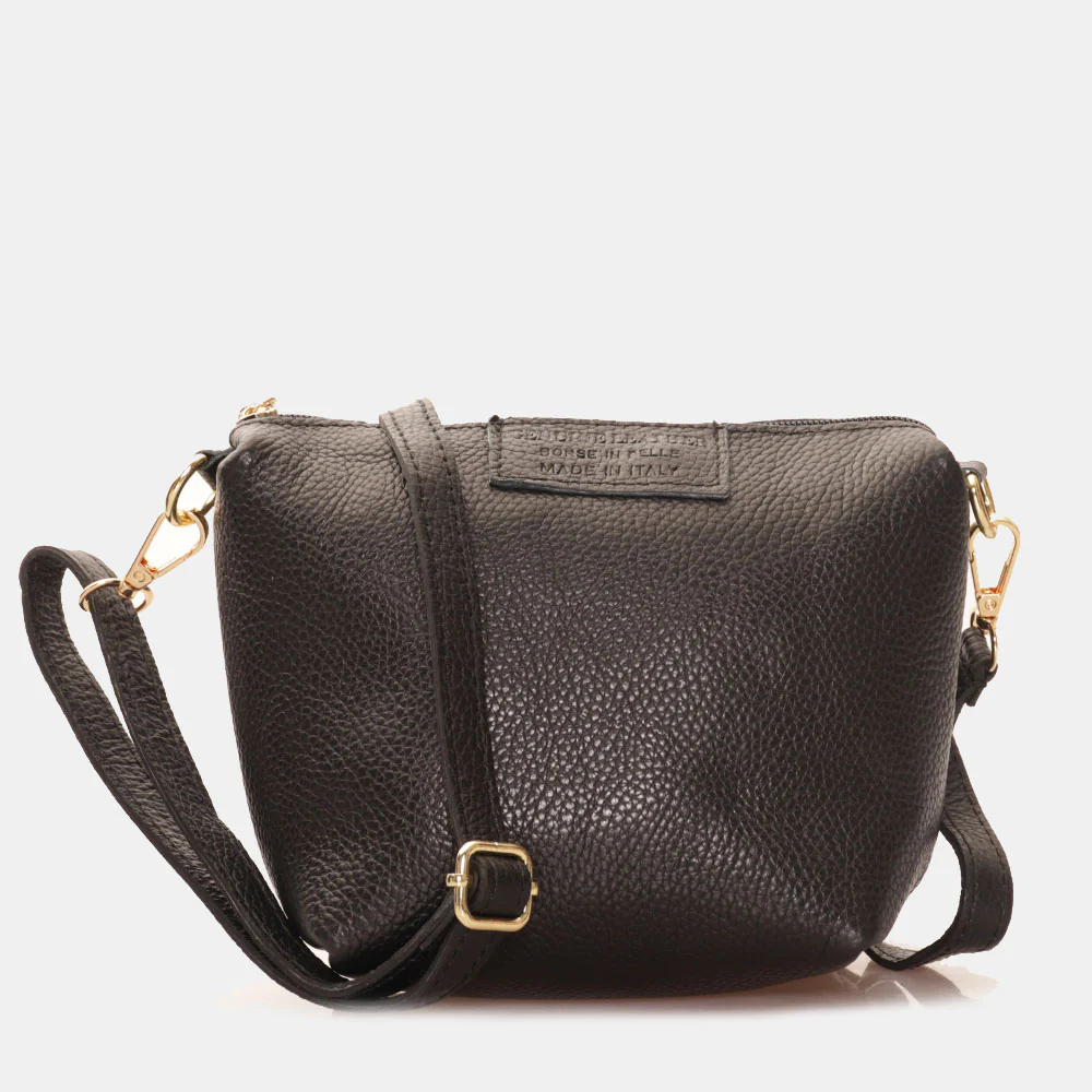 Borsa Secchiello con Pochette VIAVERDI in Pelle Nera Made in Italy linea Pienza - Image 7