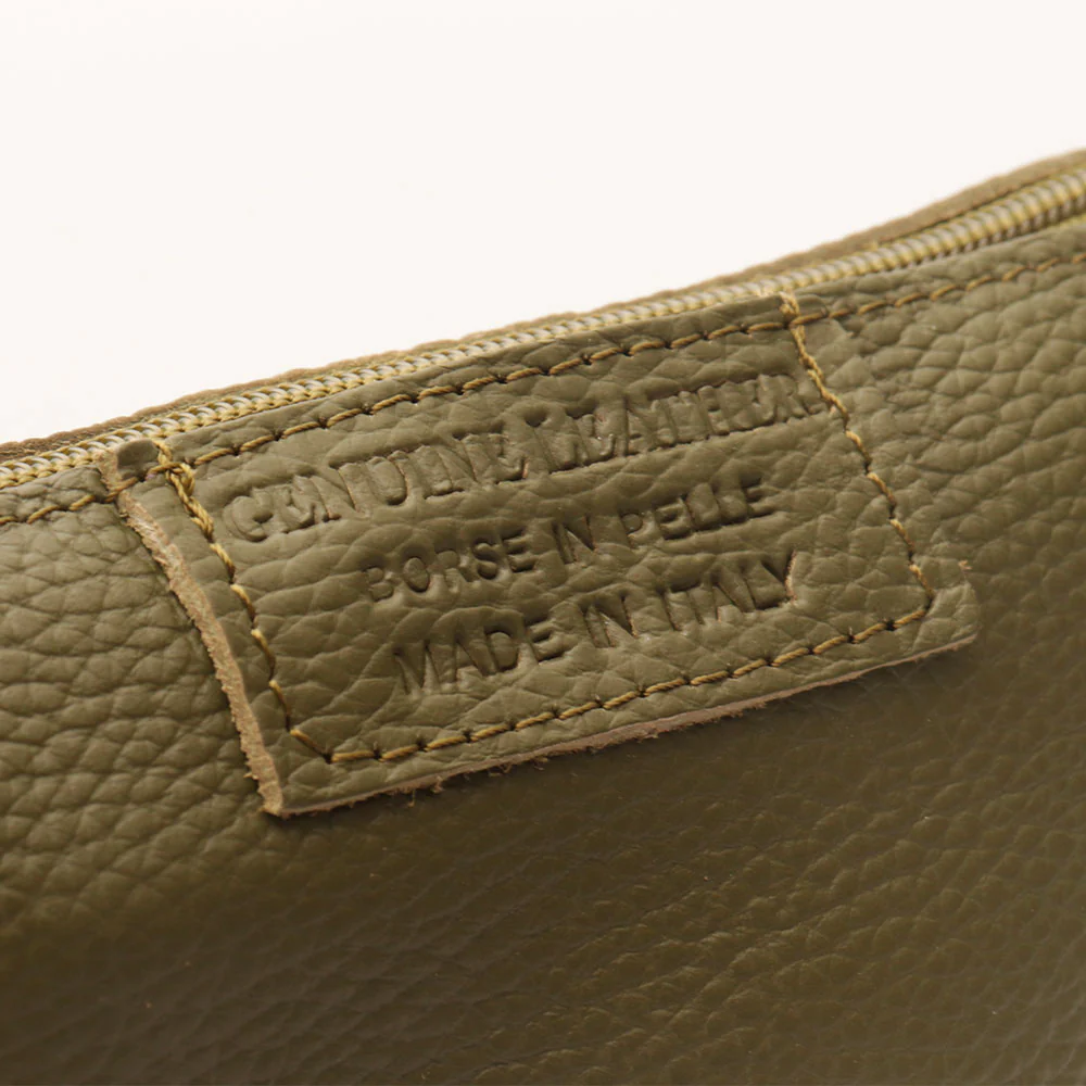 Borsa Secchiello con Pochette VIAVERDI in Pelle Verde Made in Italy linea Pienza - Image 10
