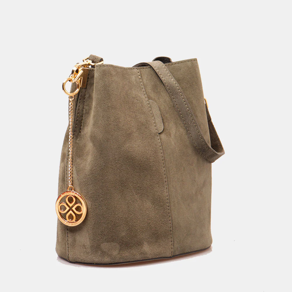 Borsa Secchiello con Tracolla VIAVERDI in Camoscio Verde Made in Italy linea Capalbio - Image 3