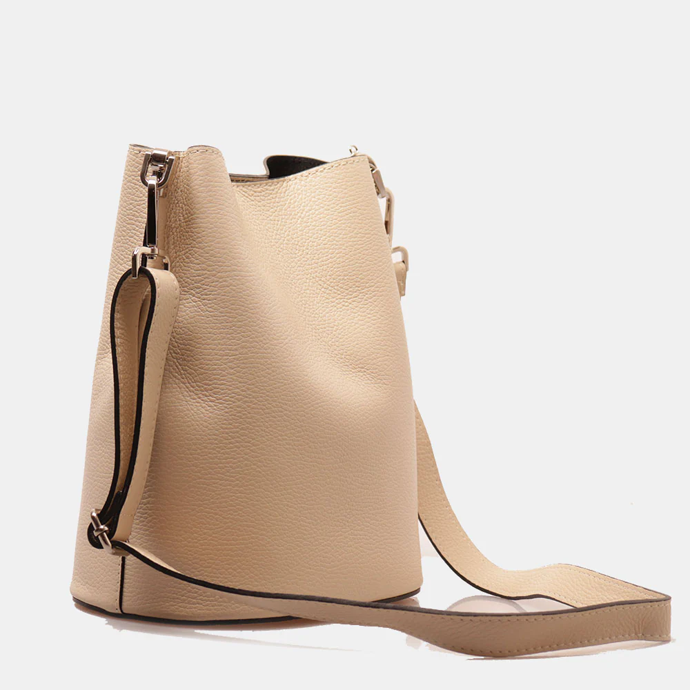 Borsa Secchiello con Tracolla VIAVERDI in Pelle Avorio Made in Italy linea Capalbio - Image 5