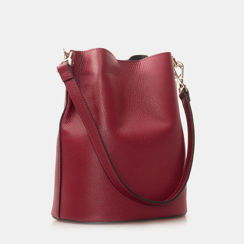 Borsa Secchiello con Tracolla VIAVERDI in Pelle Bordeaux Made in Italy linea Capalbio - Image 7
