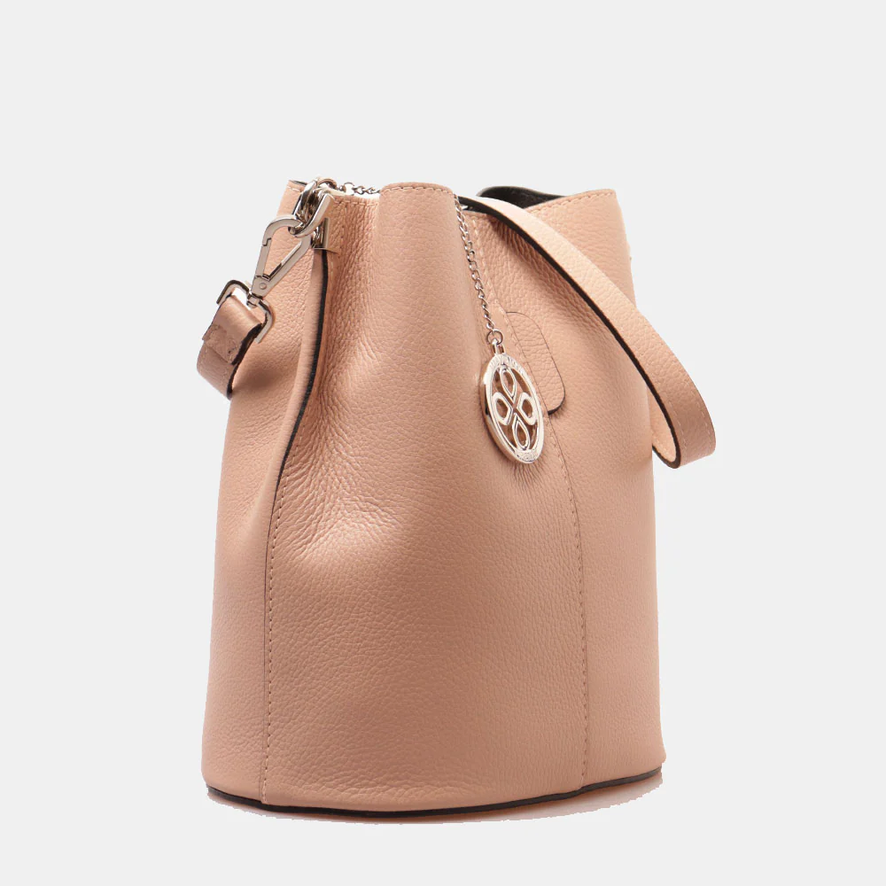 Borsa Secchiello con Tracolla VIAVERDI in Pelle Cipria Made in Italy linea Capalbio - Image 3