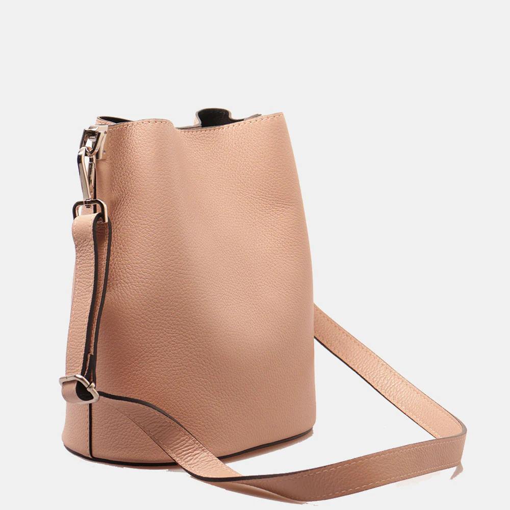 Borsa Secchiello con Tracolla VIAVERDI in Pelle Cipria Made in Italy linea Capalbio - Image 6