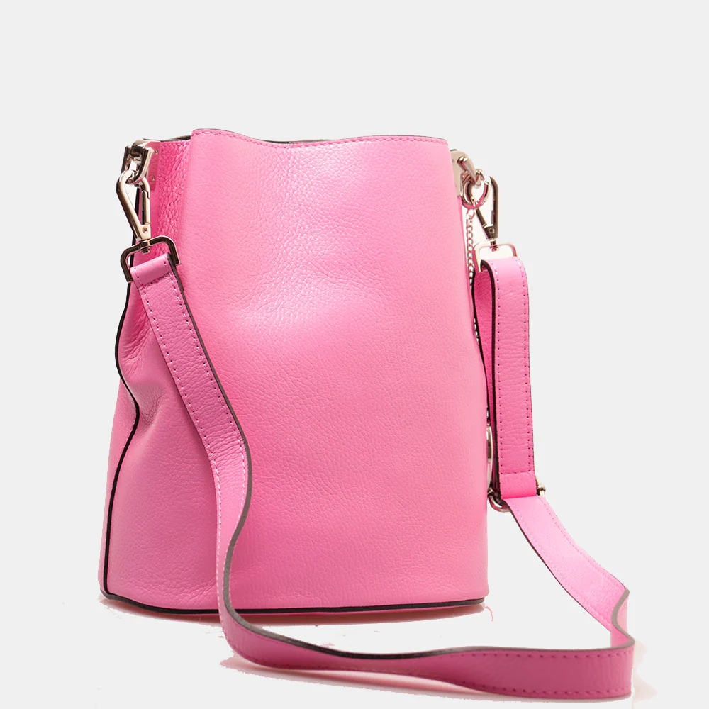 Borsa Secchiello con Tracolla VIAVERDI in Pelle Rosa Made in Italy linea Capalbio - Image 4