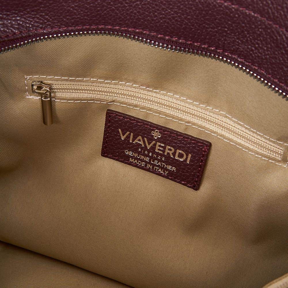 Borsa Tote in Pelle Bordeaux VIAVERDI Made in Italy - Image 4