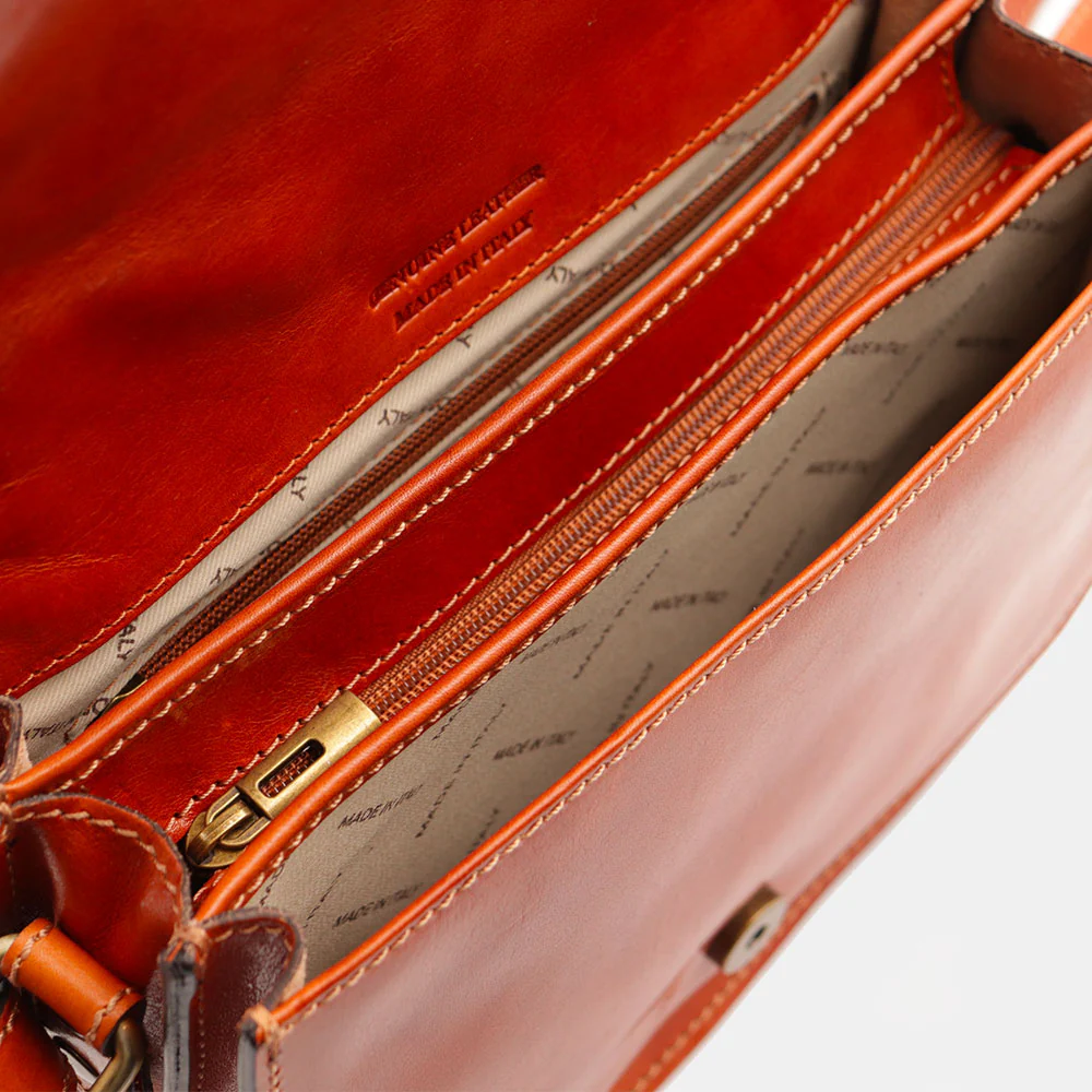 Borsa Tracolla VIAVERDI in Pelle color Cuoio Made in Italy linea Firenze - Image 12