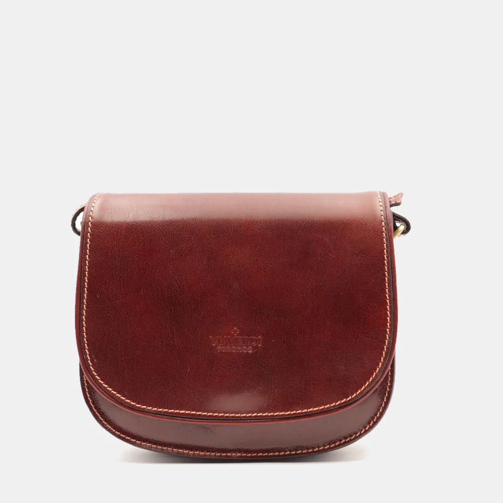 Borsa Tracolla VIAVERDI in Pelle Marrone Made in Italy linea Firenze