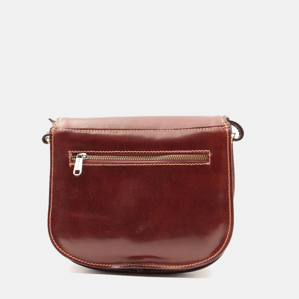 Borsa Tracolla VIAVERDI in Pelle Marrone Made in Italy linea Firenze - Image 6