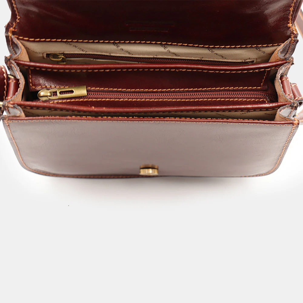 Borsa Tracolla VIAVERDI in Pelle Marrone Made in Italy linea Firenze - Image 9