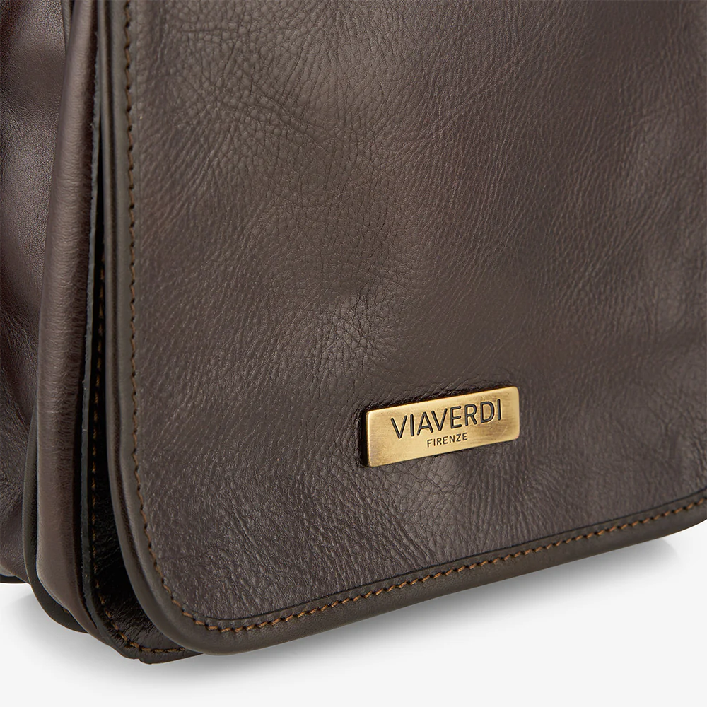 Borsello in Pelle Marrone VIAVERDI Made in Italy - Image 4