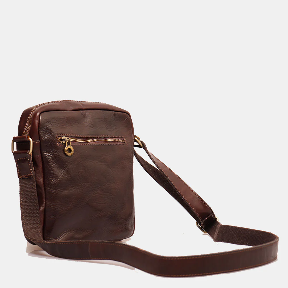 Borsello Uomo in Pelle Marrone VIAVERDI Made in Italy Linea Firenze - Image 3