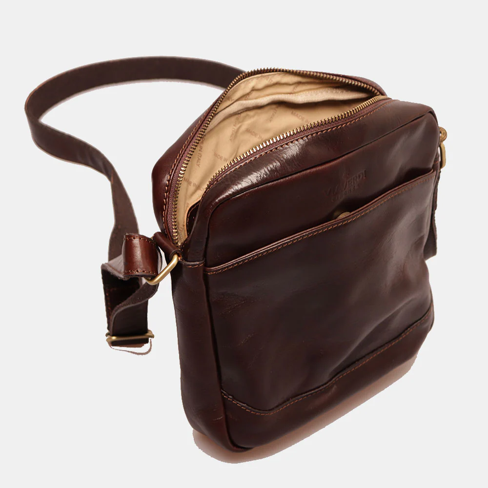 Borsello Uomo in Pelle Marrone VIAVERDI Made in Italy Linea Firenze - Image 7