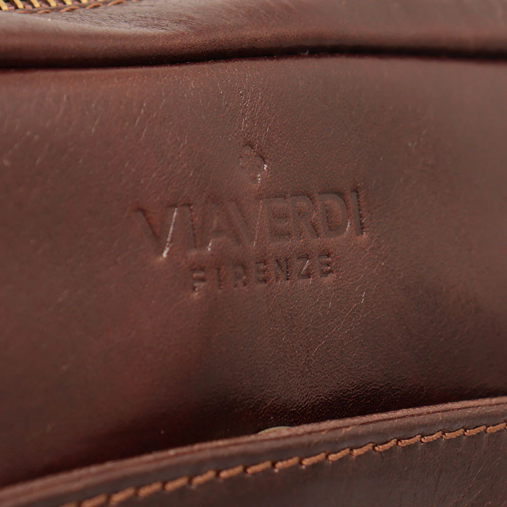 Borsello Uomo in Pelle Marrone VIAVERDI Made in Italy Linea Firenze - Image 8