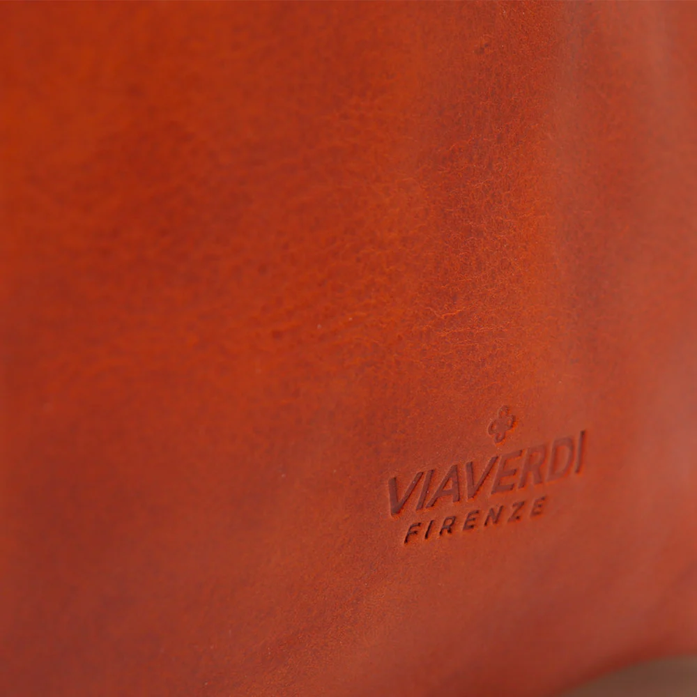 Borsone da Viaggio in Pelle color Cuoio VIAVERDI Made in Italy Linea Firenze - Image 10