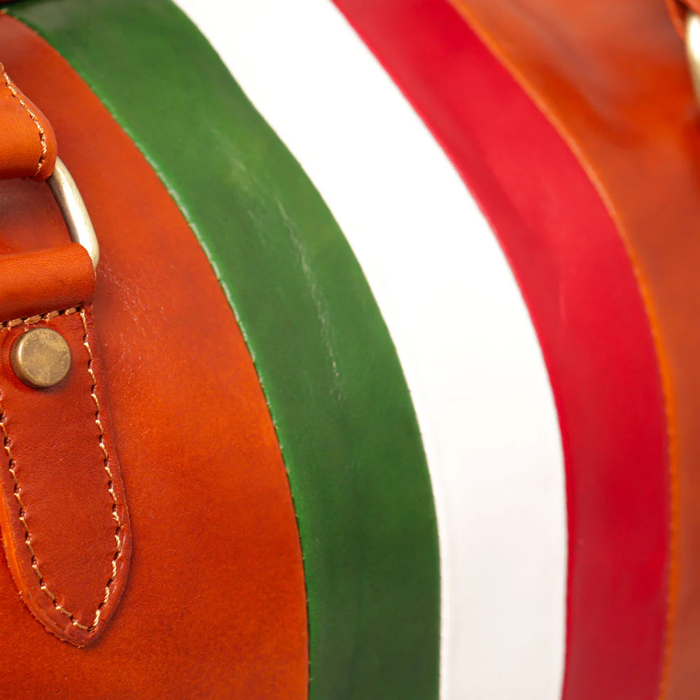 Borsone da Viaggio in Pelle color Cuoio VIAVERDI Made in Italy Linea Firenze - Image 7