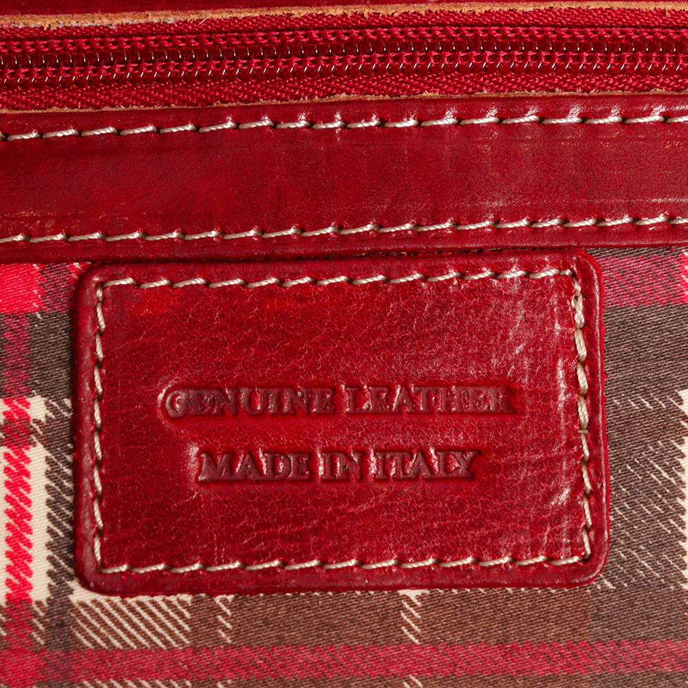 Borsone da Viaggio in Pelle Rosso VIAVERDI Made in Italy Linea Firenze - Image 7