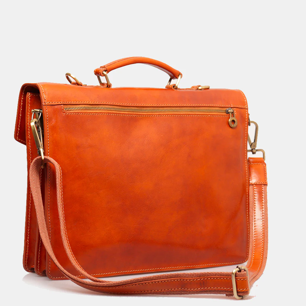 Cartella in Pelle Color Cuoio VIAVERDI Made in Italy Linea Firenze a 3 Soffietti Pc 15.6 - Image 3