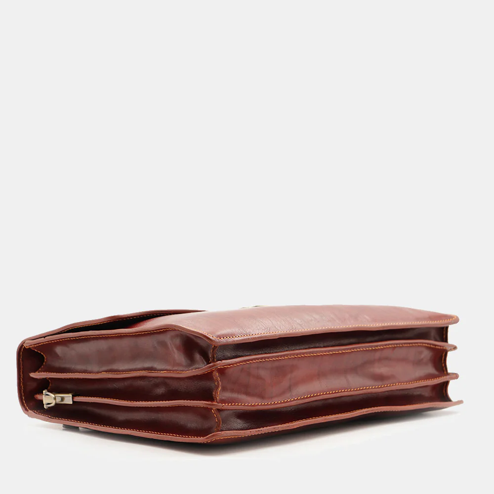 Cartella in Pelle Marrone VIAVERDI Made in Italy Linea Firenze a 3 Soffietti Pc 15.6 - Image 7