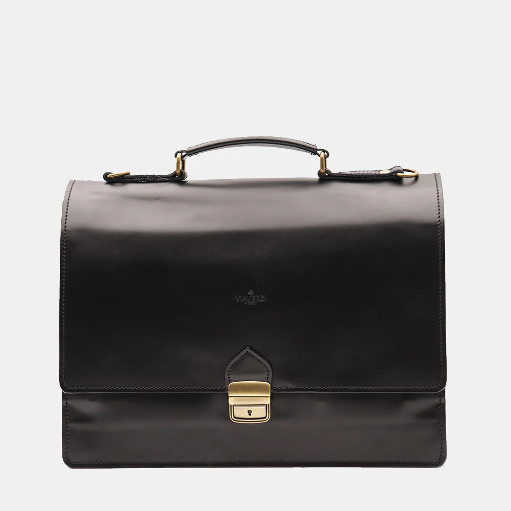 Cartella in Pelle Nera VIAVERDI Made in Italy - 2 Soffietti porta Pc 15.6