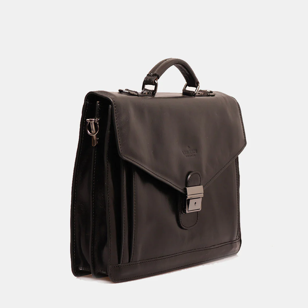 Cartella in Pelle Nera VIAVERDI Made in Italy Linea Firenze a 3 Soffietti Pc 15.6 - Image 2