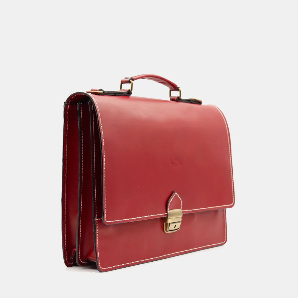 Cartella in Pelle Rossa VIAVERDI Made in Italy - 2 Soffietti porta Pc 15.6 - Image 5