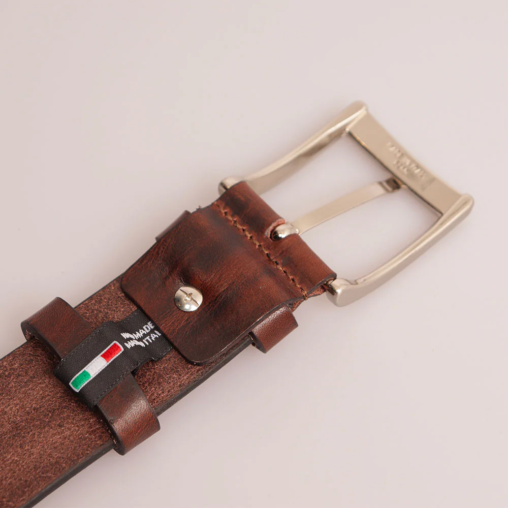 Cintura Uomo in Cuoio Marrone Scuro VIAVERDI Made in Italy linea Firenze - Image 5