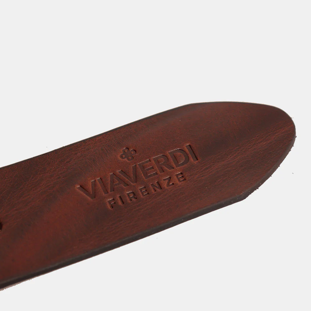 Cintura Uomo in Cuoio Marrone Scuro VIAVERDI Made in Italy linea Firenze - Image 6