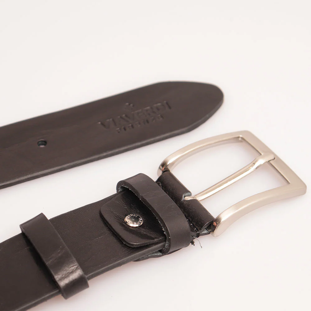 Cintura Uomo in Cuoio Nero VIAVERDI Made in Italy linea Firenze - Image 4