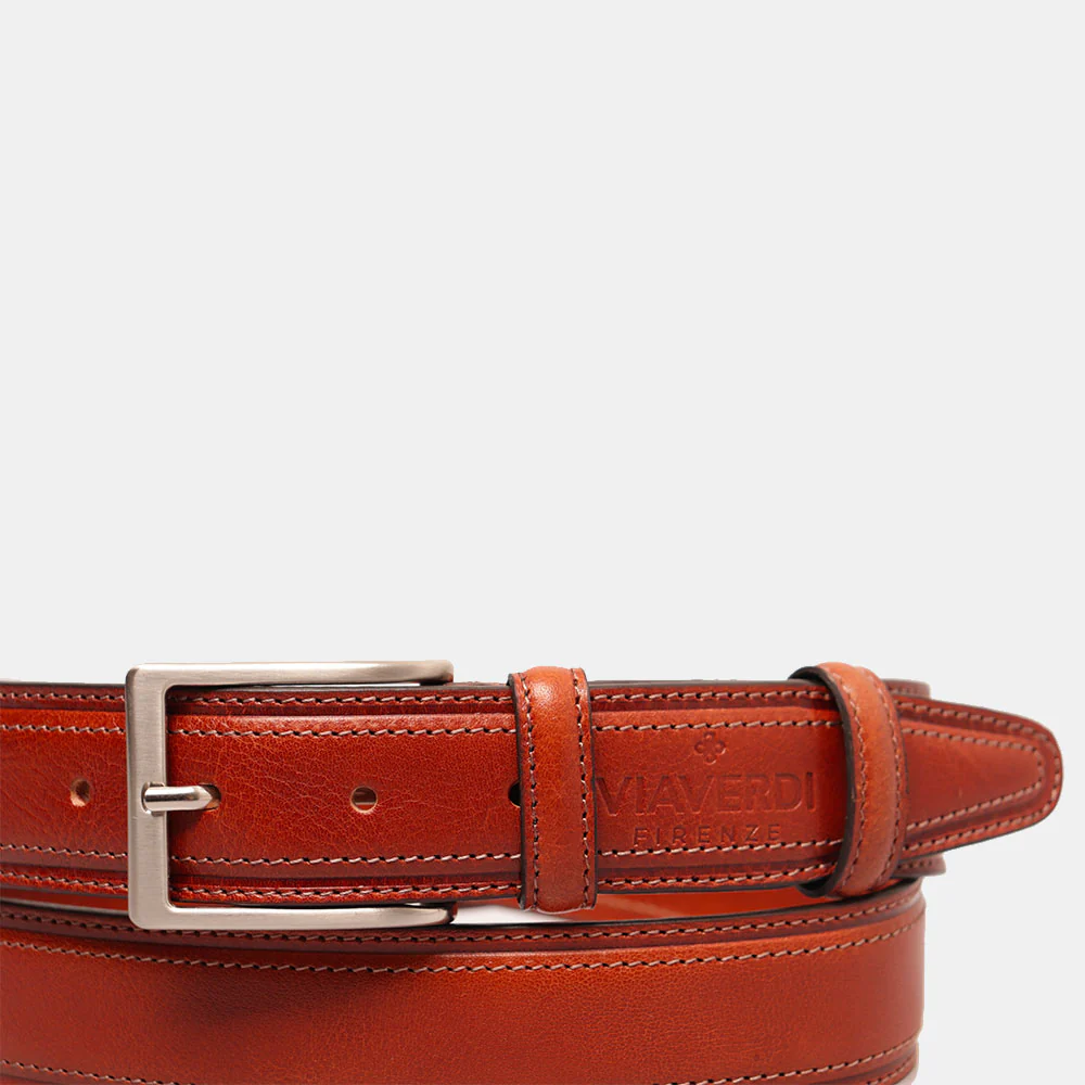 Cintura Uomo in Pelle Marrone VIAVERDI Made in Italy linea Firenze - Image 4