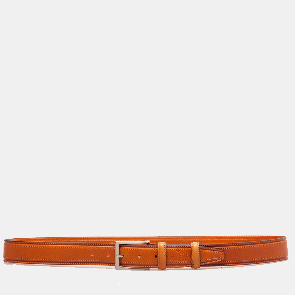Cintura Uomo in Pelle Miele VIAVERDI Made in Italy linea Firenze - Image 3