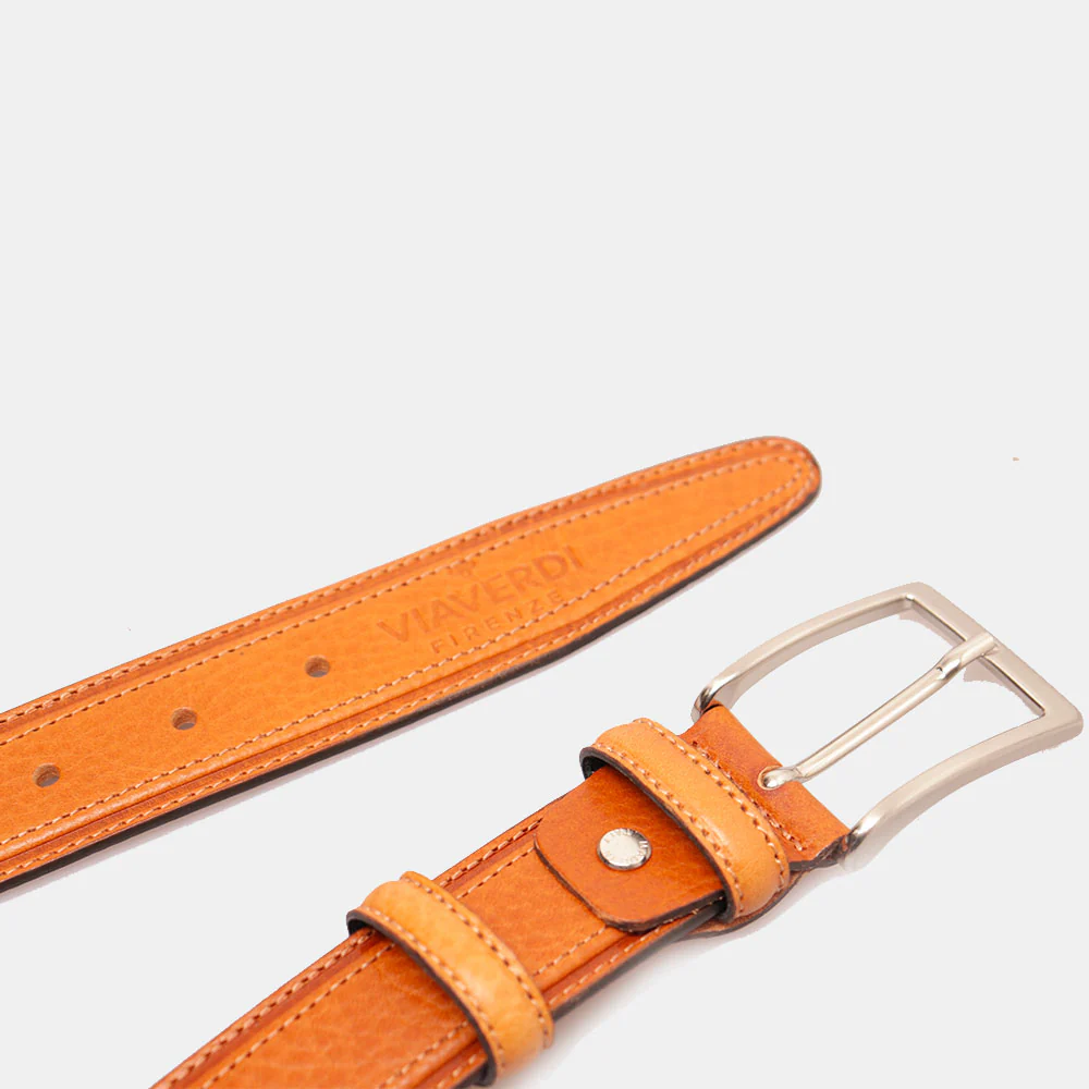 Cintura Uomo in Pelle Miele VIAVERDI Made in Italy linea Firenze - Image 5