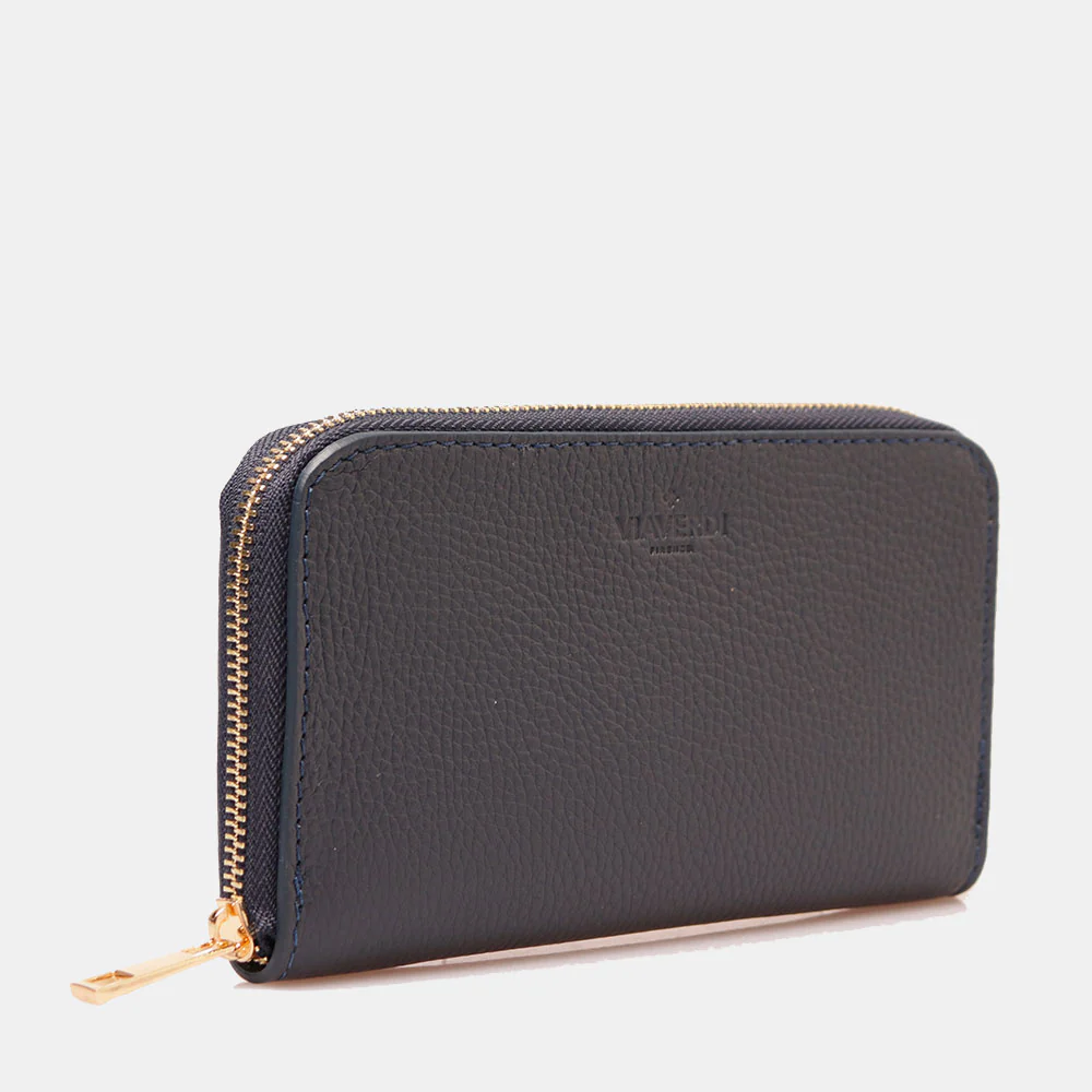 Portafoglio Donna Zip Around in Pelle Blu VIAVERDI Made in Italy - Image 2
