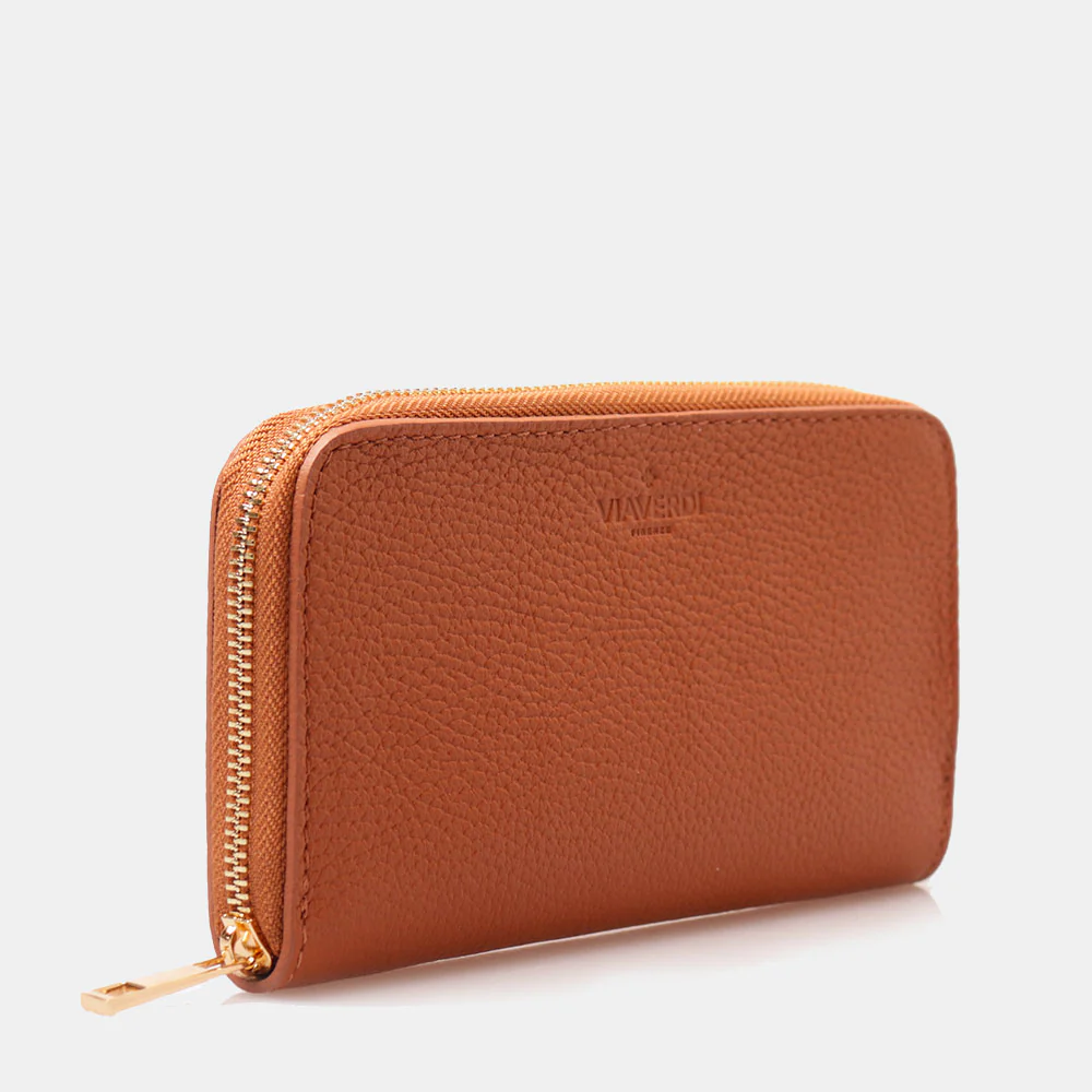 Portafoglio Donna Zip Around in Pelle Color Cuoio VIAVERDI Made in Italy - Image 2
