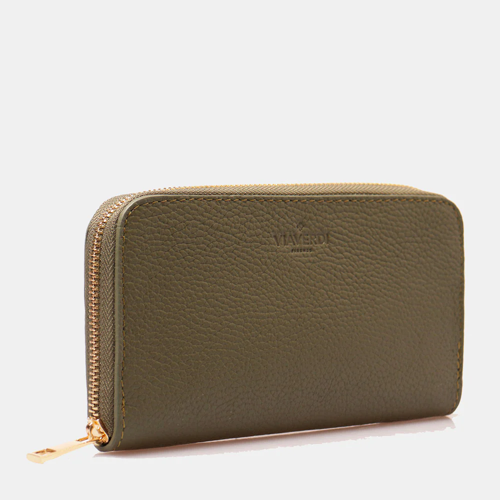 Portafoglio Donna Zip Around in Pelle Verde VIAVERDI Made in Italy - Image 2