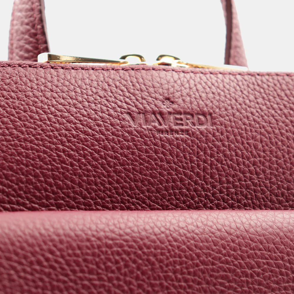Zaino Donna in Pelle Bordeaux VIAVERDI Made in Italy Linea San Gimignano - Image 13