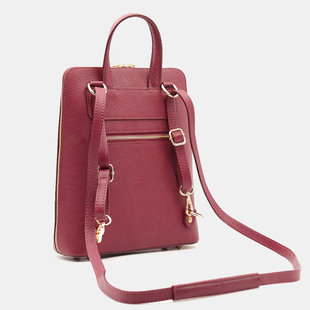 Zaino Donna in Pelle Bordeaux VIAVERDI Made in Italy Linea San Gimignano - Image 7