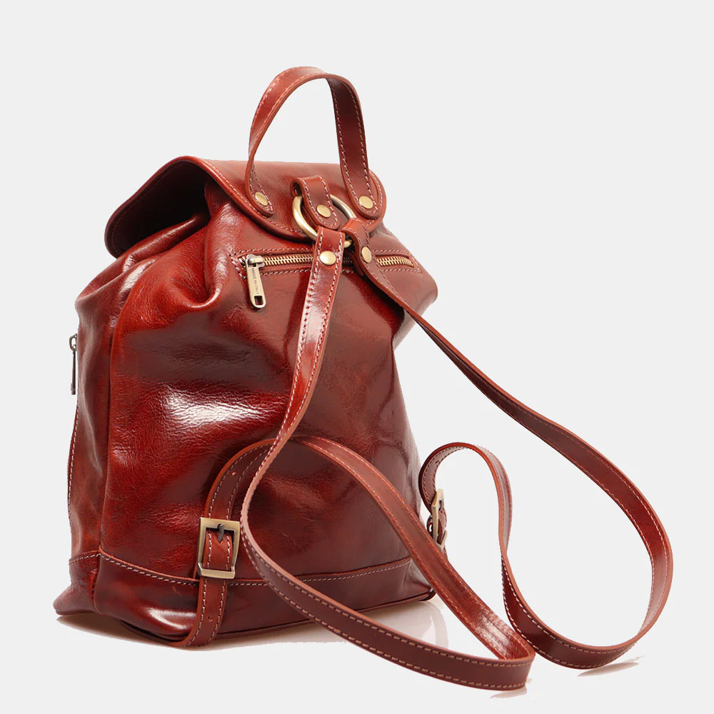 Zaino Donna in Pelle Marrone VIAVERDI Made in Italy linea Firenze - Image 4
