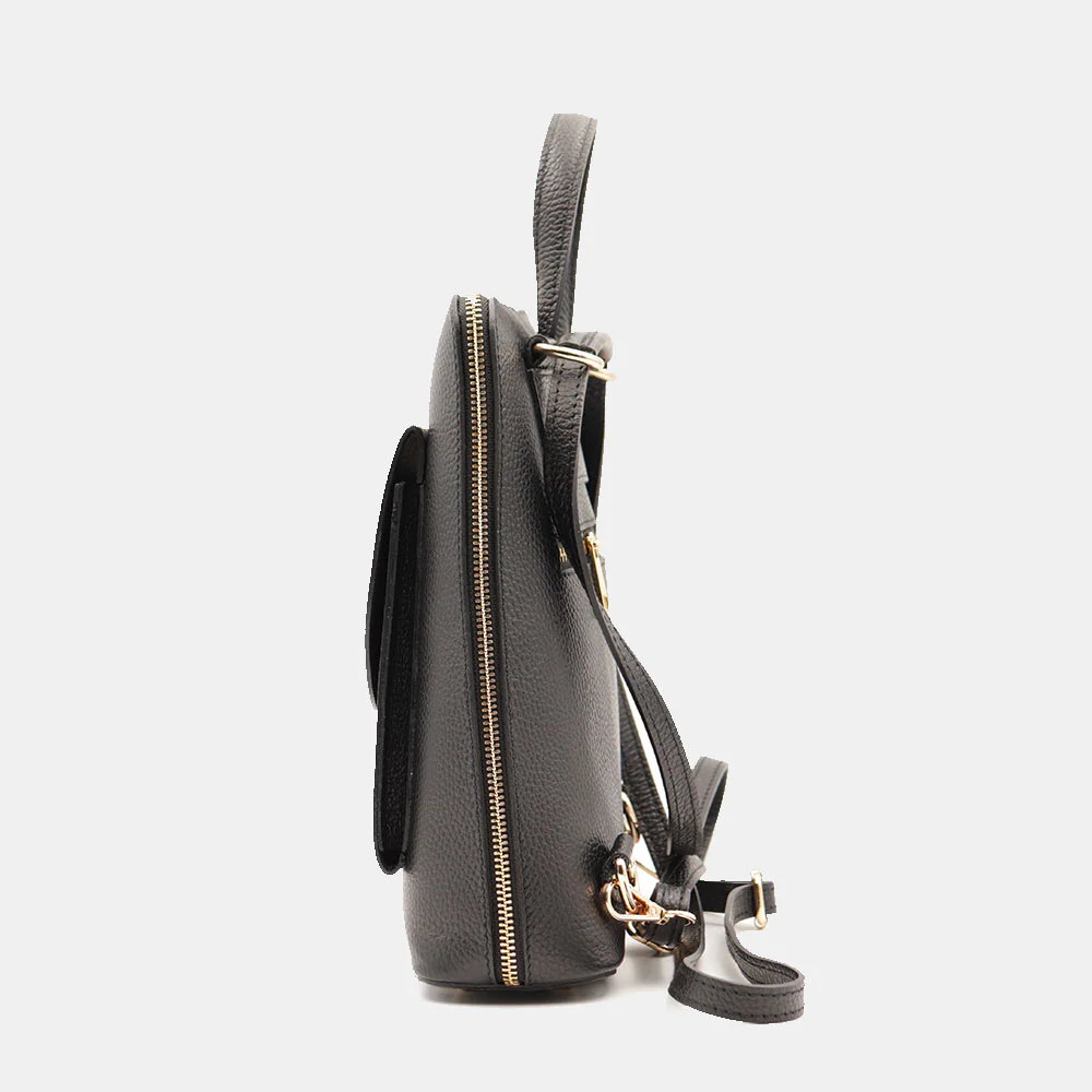 Zaino Donna in Pelle Nero VIAVERDI Made in Italy Linea San Gimignano - Image 7