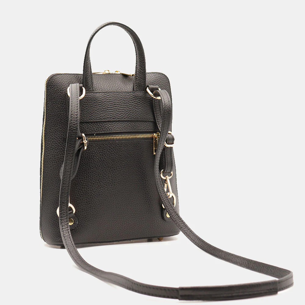Zaino Donna in Pelle Nero VIAVERDI Made in Italy Linea San Gimignano - Image 8