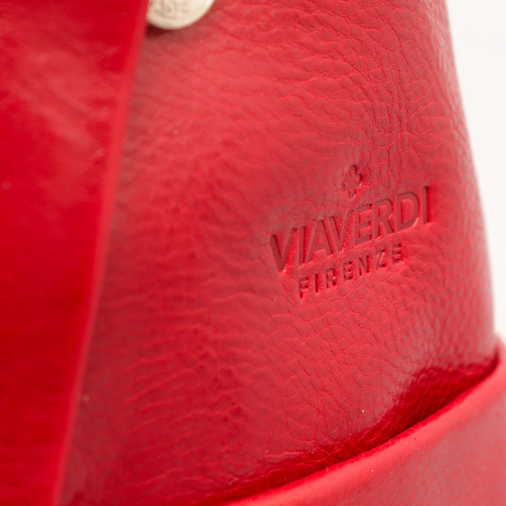 Zaino Donna VIAVERDI in Pelle Rosso Made in Italy linea Firenze - Image 8