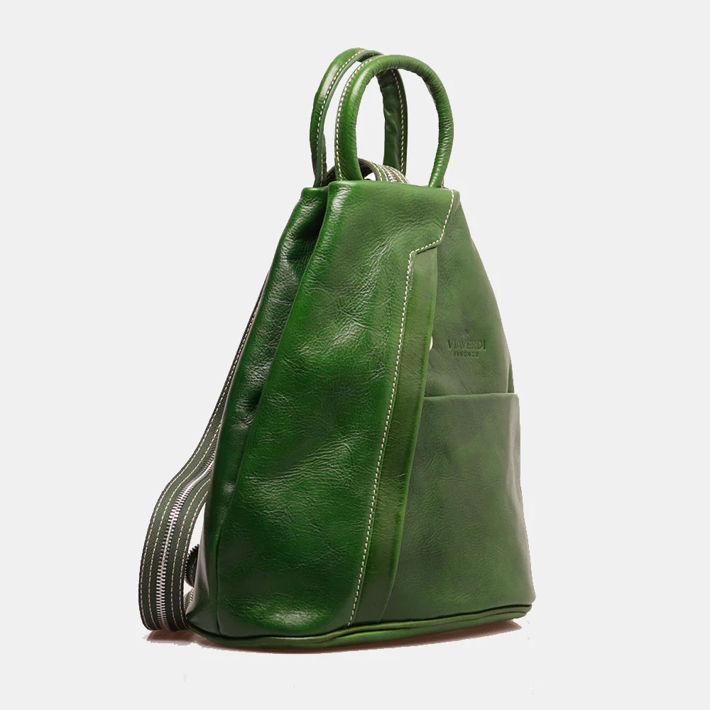 Zaino Donna VIAVERDI in Pelle Verde Made in Italy linea Firenze - Image 3