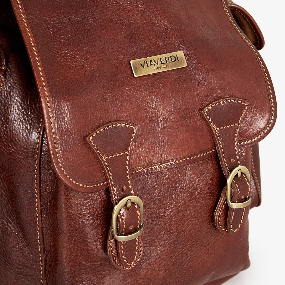Zaino in Pelle Marrone VIAVERDI Made in Italy - Image 4