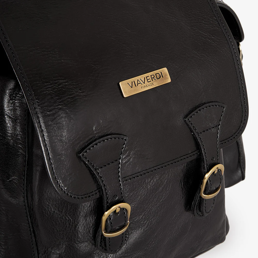 Zaino in Pelle Nera VIAVERDI Made in Italy - Image 7
