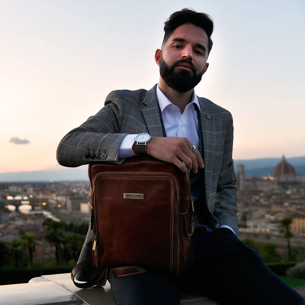 Zaino in Pelle Marrone VIAVERDI Made in Italy - Image 3